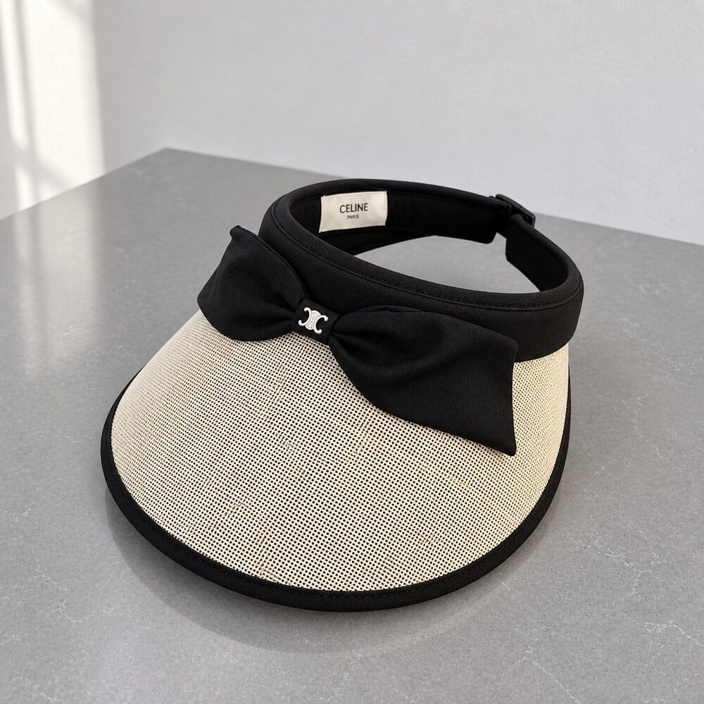 CELINE Triomphe Beige Bow Sun Visor - Picture 4 of 6